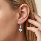 2.00 Carat Heart and Round Shape Lab Grown Diamond Hook Dangle Earrings