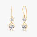 2.00 Carat Heart and Round Shape Lab Grown Diamond Hook Dangle Earrings