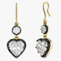 2.00 Carat Heart and Round Shape Lab Grown Diamond Hook Dangle Earrings