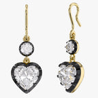 2.00 Carat Heart and Round Shape Lab Grown Diamond Hook Dangle Earrings