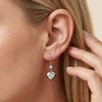 2.00 Carat Heart and Round Shape Lab Grown Diamond Hook Dangle Earrings