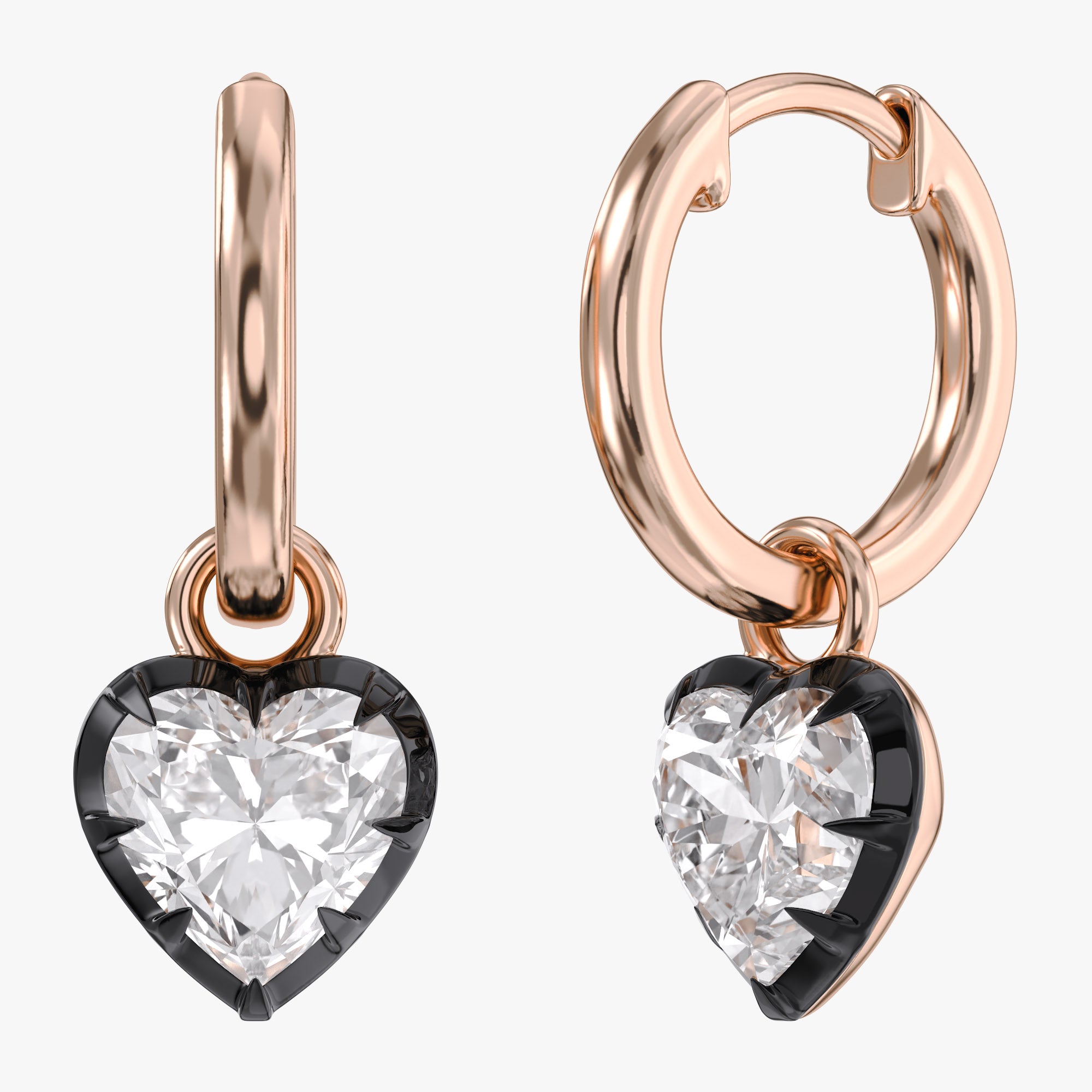 2.00 Carat Heart Shape Lab Grown Diamond Drop Hoop Earrings