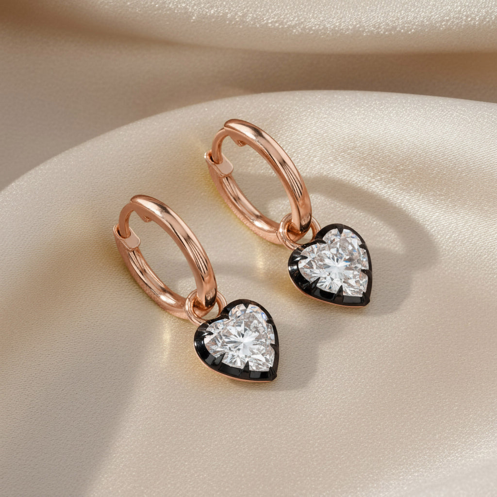 2.00 Carat Heart Shape Lab Grown Diamond Drop Hoop Earrings