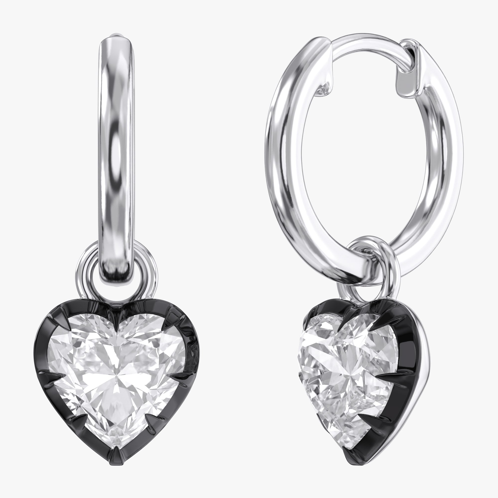 2.00 Carat Heart Shape Lab Grown Diamond Drop Hoop Earrings