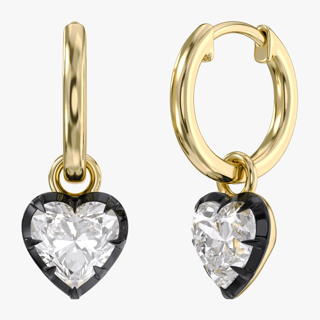2.00 Carat Heart Shape Lab Grown Diamond Drop Hoop Earrings