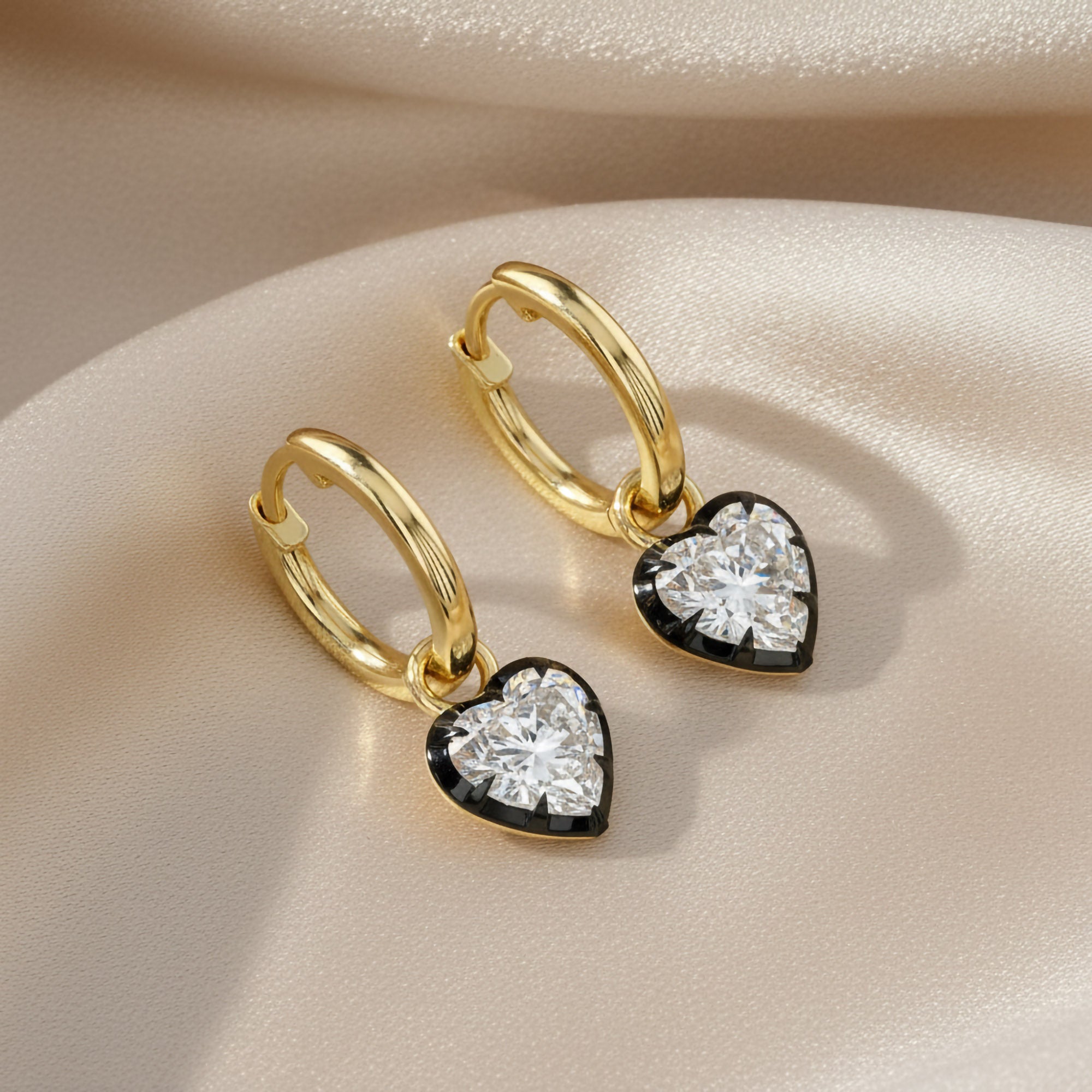 2.00 Carat Heart Shape Lab Grown Diamond Drop Hoop Earrings
