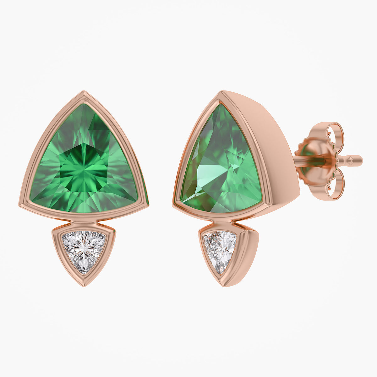 4.00 TCW Trilliant Cut Lab Grown Gemstone and Lab Diamond Stud Earrings