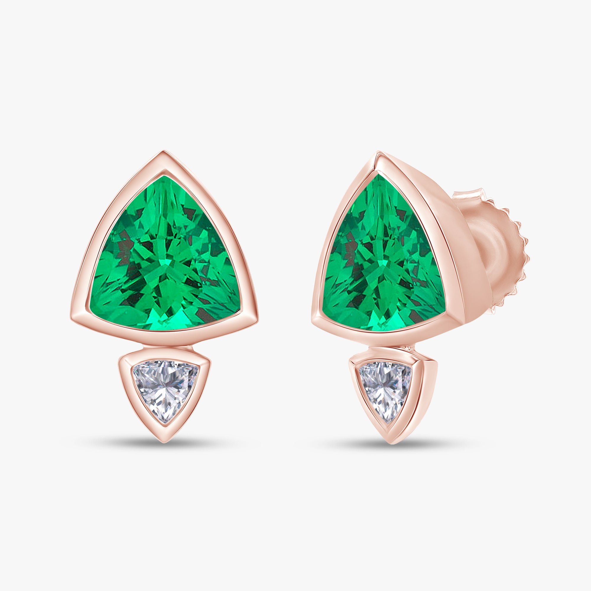 3.35 Carat Trilliant Cut Lab Grown Gemstone and Lab Diamond Stud Earrings