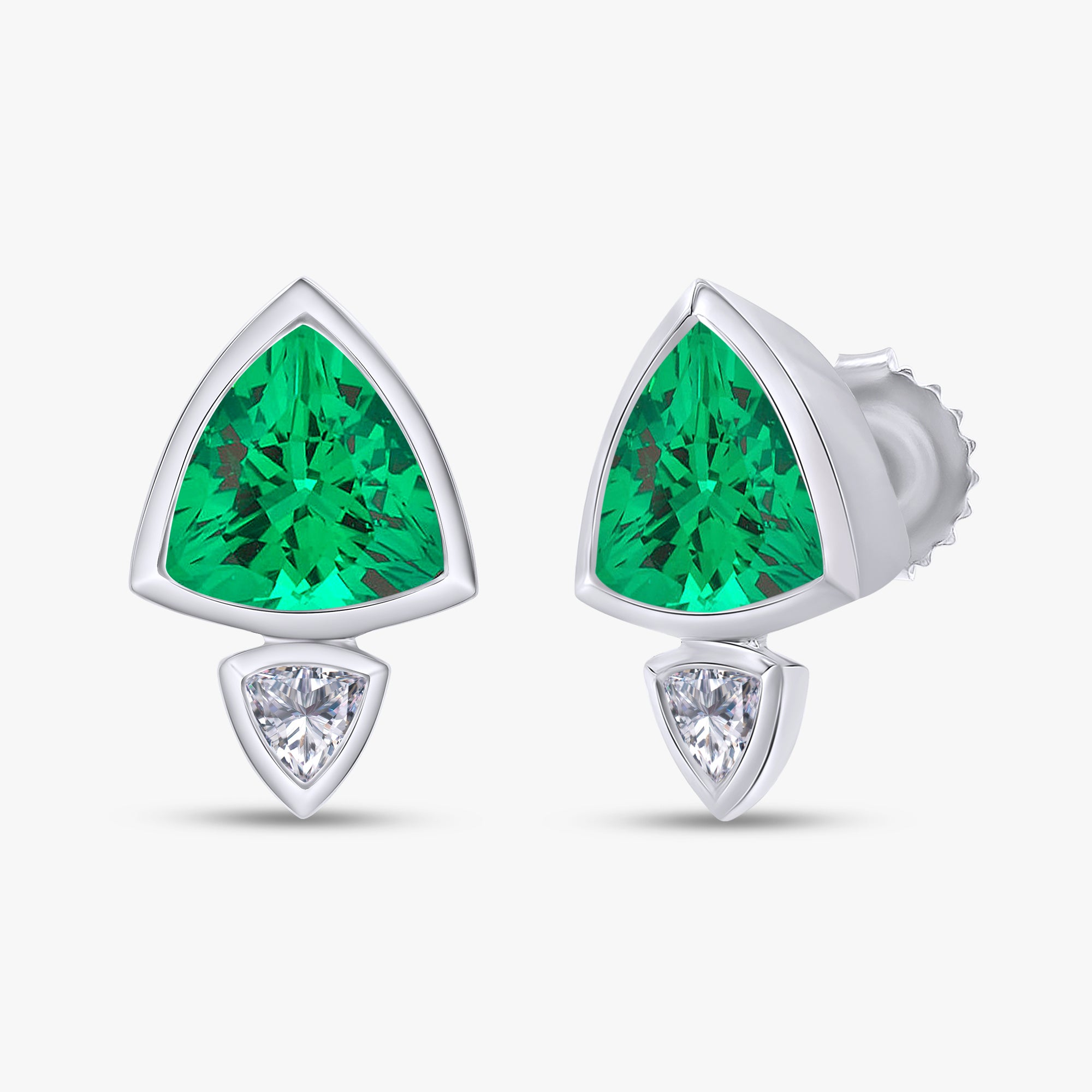 3.35 Carat Trilliant Cut Lab Grown Gemstone and Lab Diamond Stud Earrings