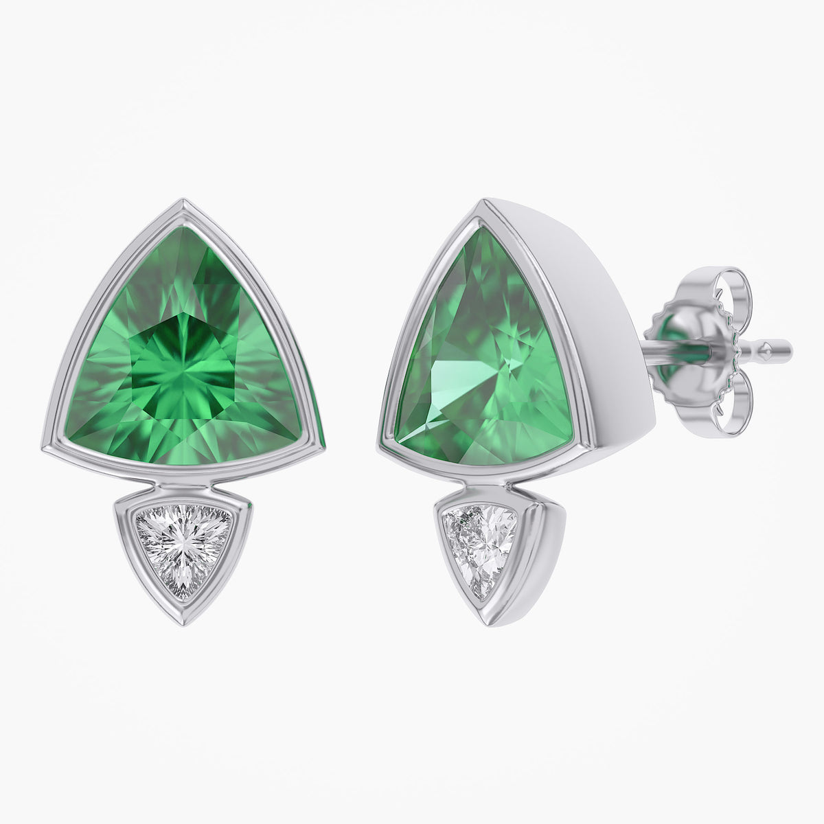 4.00 TCW Trilliant Cut Lab Grown Gemstone and Lab Diamond Stud Earrings