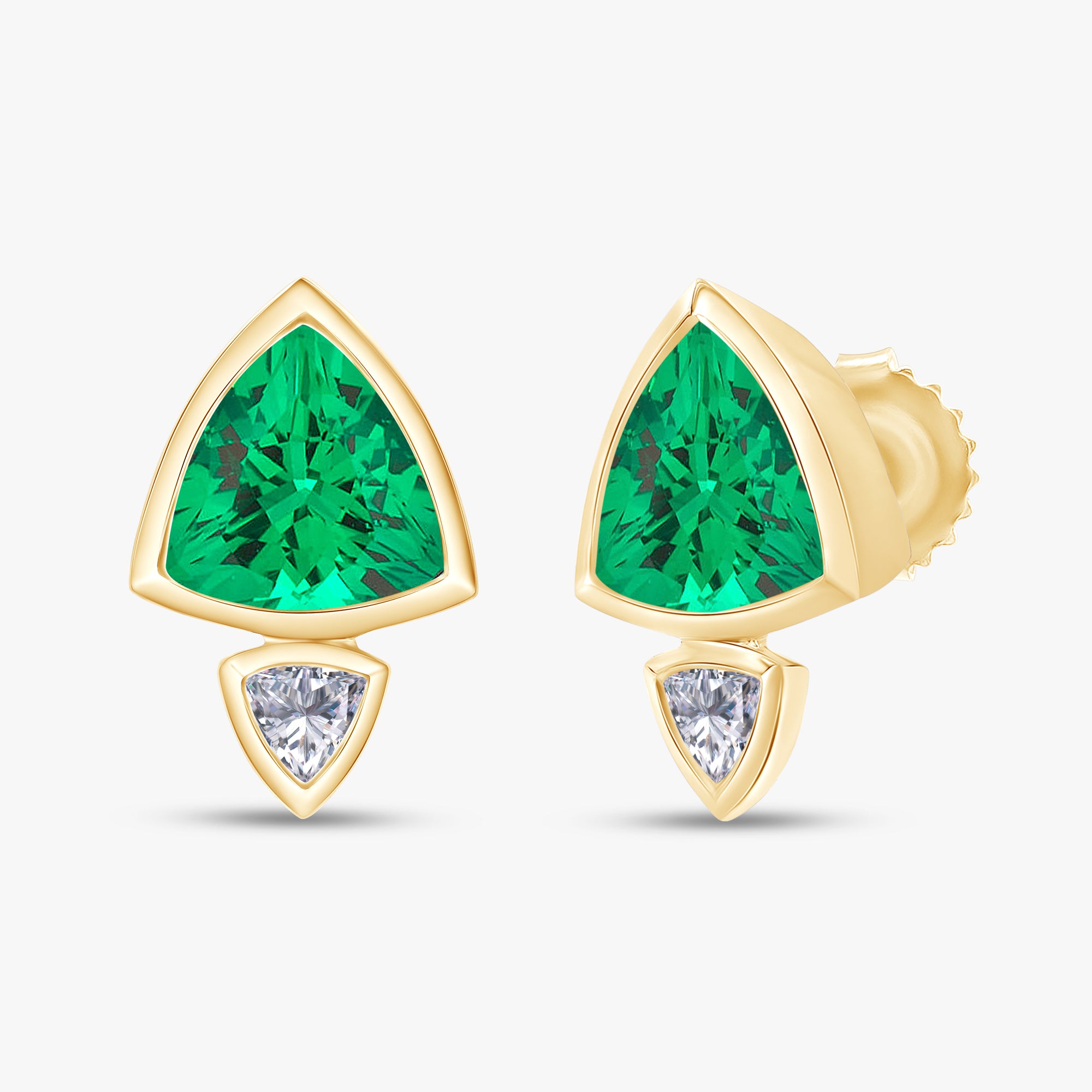 3.35 Carat Trilliant Cut Lab Grown Gemstone and Lab Diamond Stud Earrings