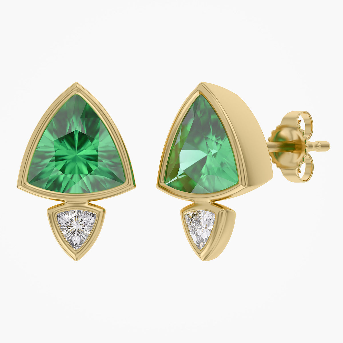 4.00 TCW Trilliant Cut Lab Grown Gemstone and Lab Diamond Stud Earrings