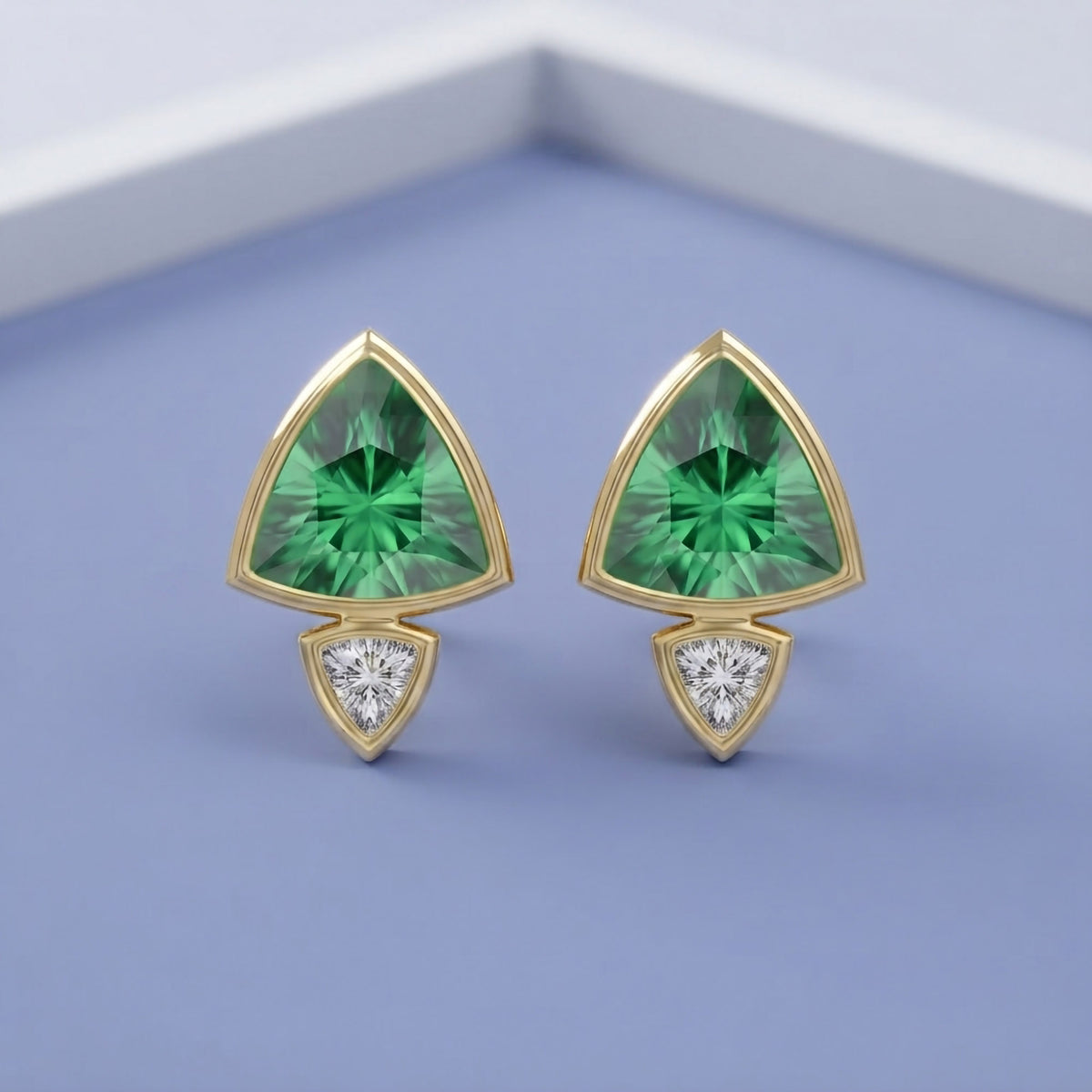 4.00 TCW Trilliant Cut Lab Grown Gemstone and Lab Diamond Stud Earrings