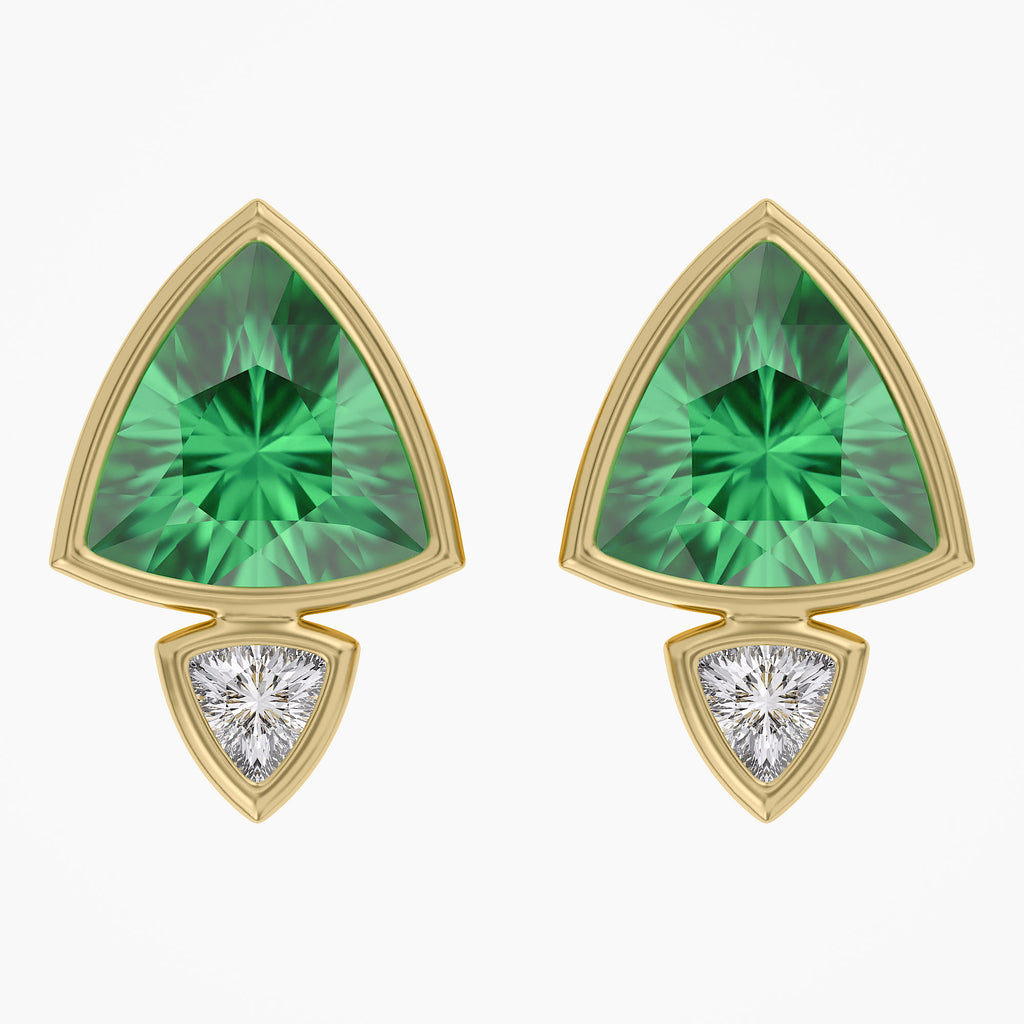 4.00 TCW Trilliant Cut Lab Grown Gemstone and Lab Diamond Stud Earrings