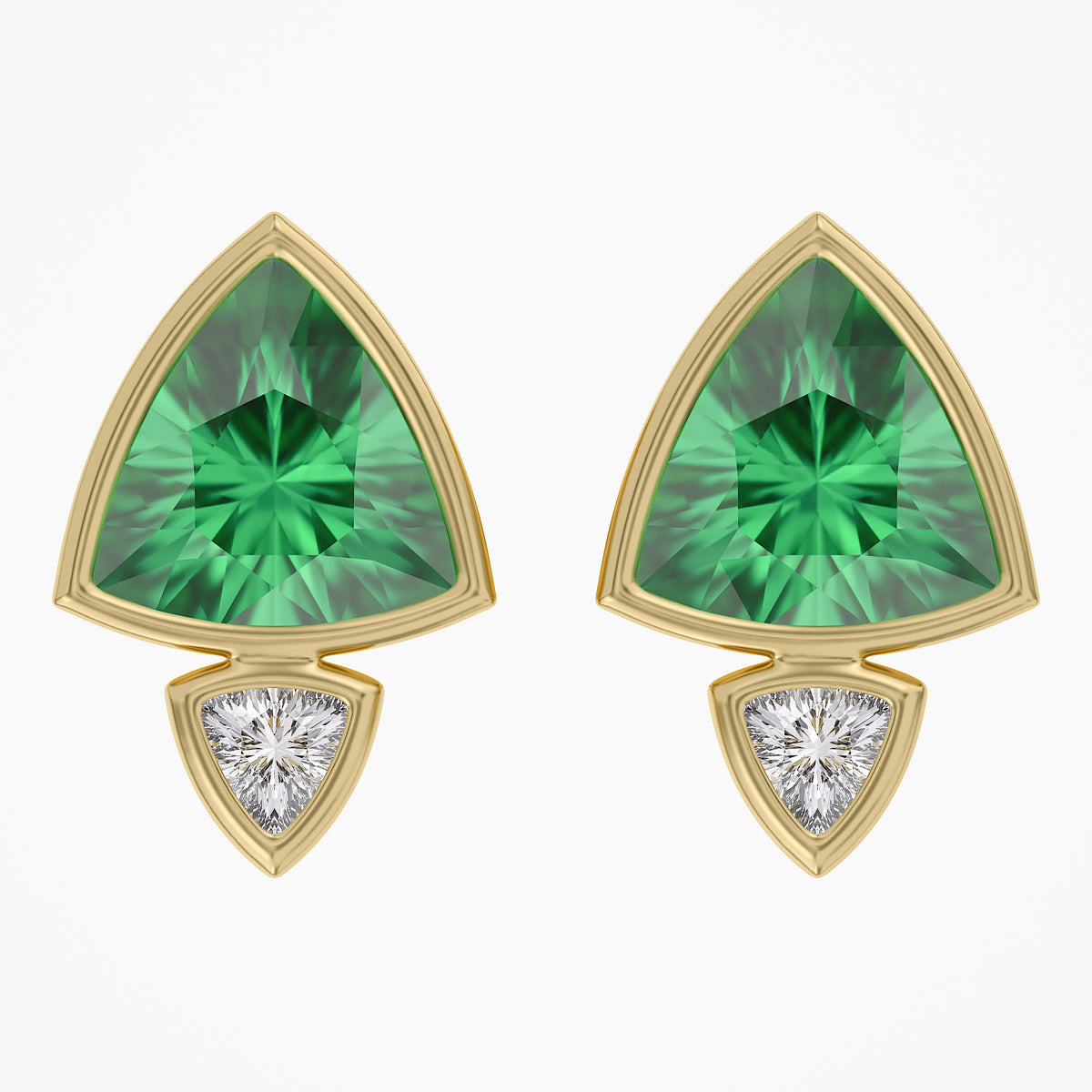 4.00 TCW Trilliant Cut Lab Grown Gemstone and Lab Diamond Stud Earrings