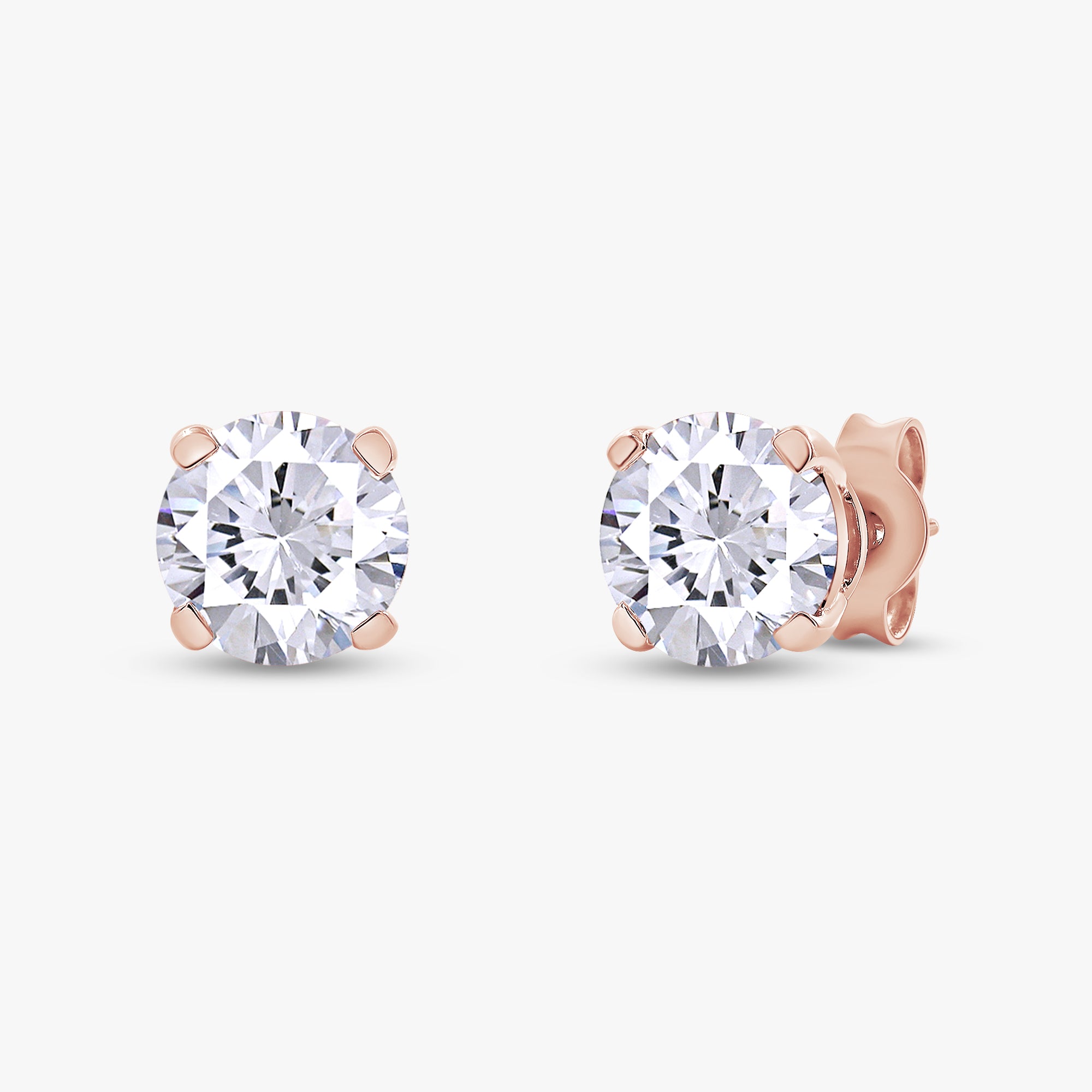 1.00 Carat Round Cut Lab Grown Diamond Solitaire Stud Earrings