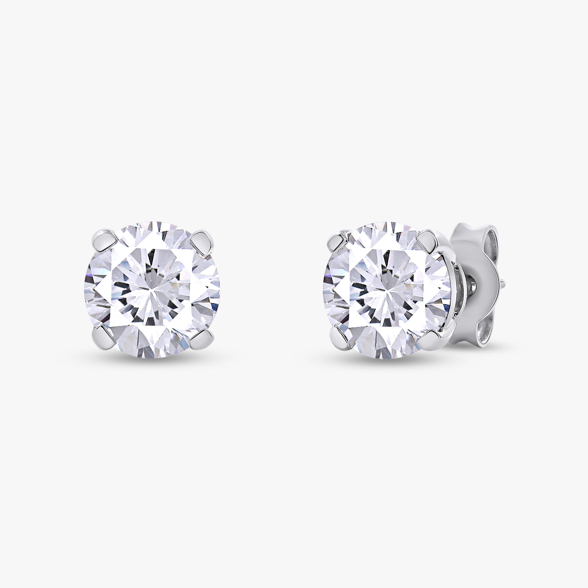 1.00 Carat Round Cut Lab Grown Diamond Solitaire Stud Earrings