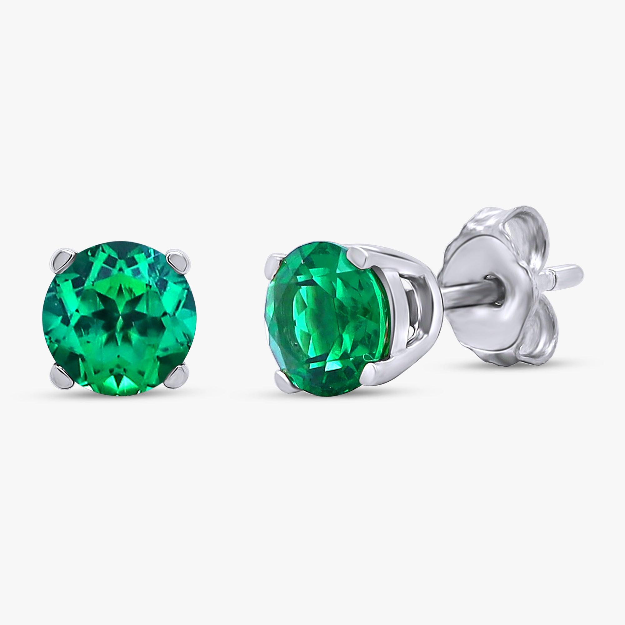 0.90 Carat Round Cut Lab Grown Gemstone Solitaire Stud Earrings