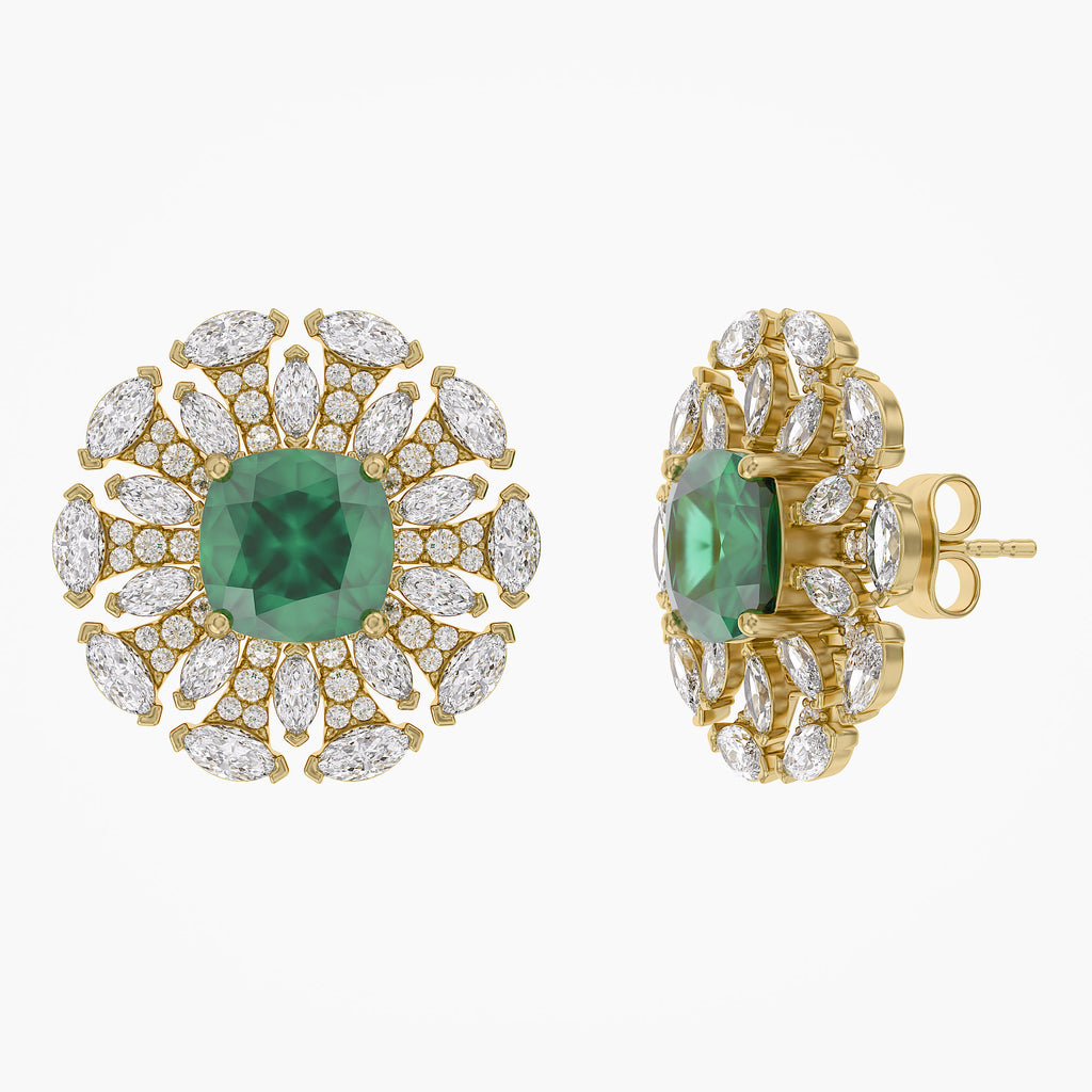 3.60 TCW Lab Grown Gemstone and Lab Diamond Cluster Stud Earrings