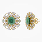 3.60 TCW Lab Grown Gemstone and Lab Diamond Cluster Stud Earrings