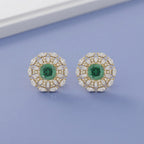 3.60 TCW Lab Grown Gemstone and Lab Diamond Cluster Stud Earrings
