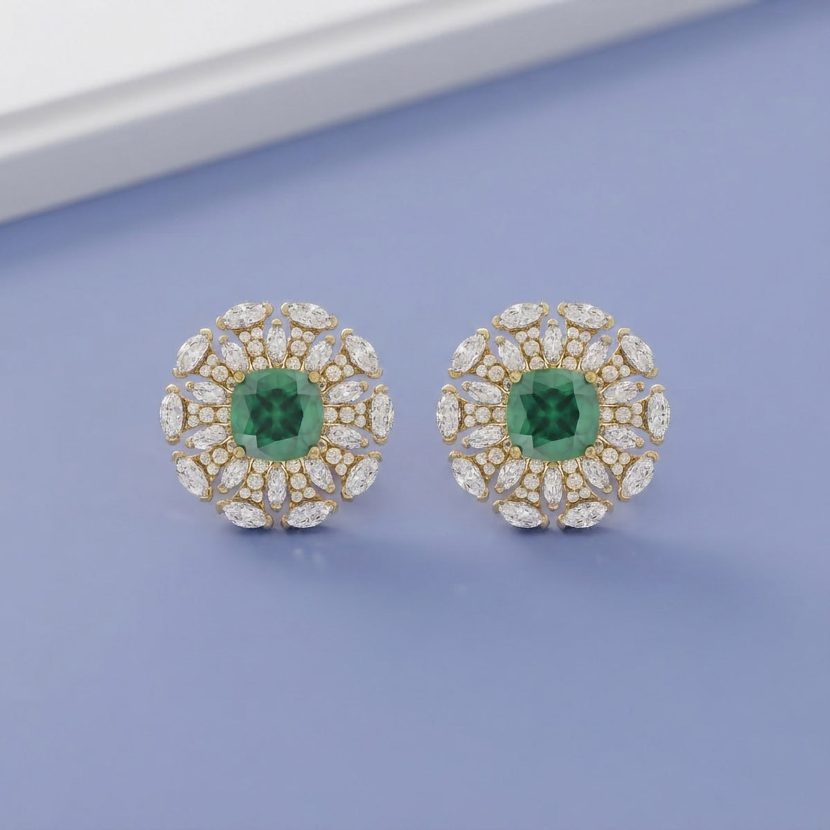 3.60 TCW Lab Grown Gemstone and Lab Diamond Cluster Stud Earrings