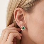 3.60 TCW Lab Grown Gemstone and Lab Diamond Cluster Stud Earrings