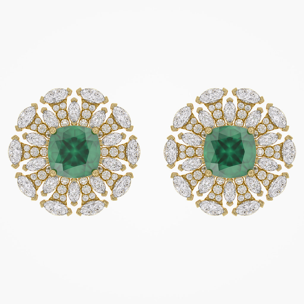 3.60 TCW Lab Grown Gemstone and Lab Diamond Cluster Stud Earrings