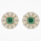3.60 TCW Lab Grown Gemstone and Lab Diamond Cluster Stud Earrings