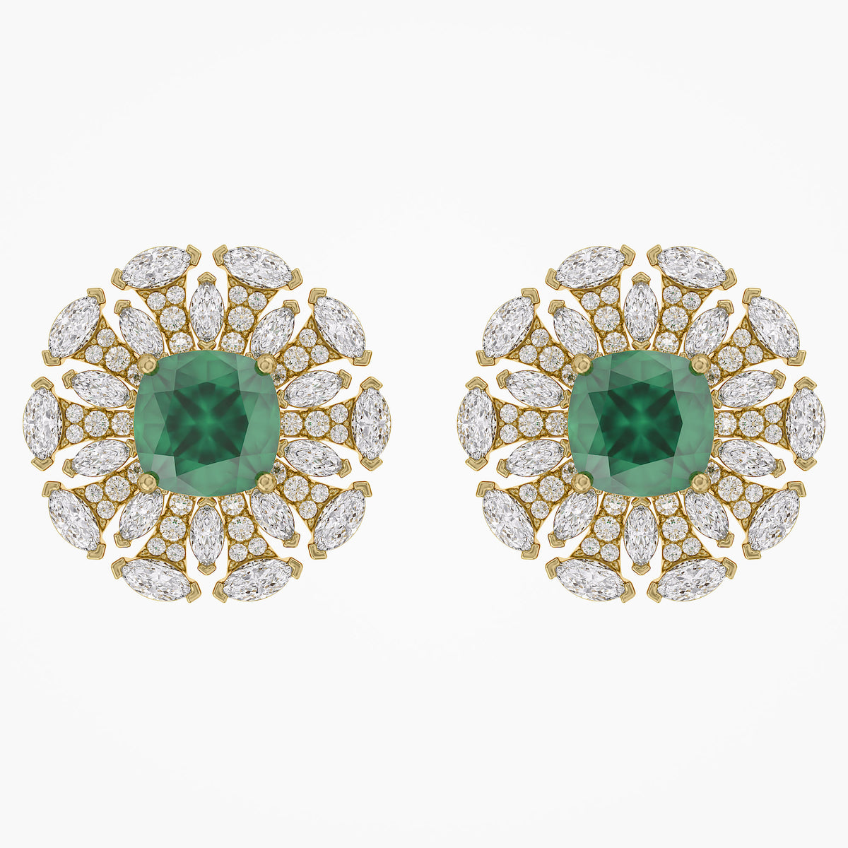 3.60 TCW Lab Grown Gemstone and Lab Diamond Cluster Stud Earrings