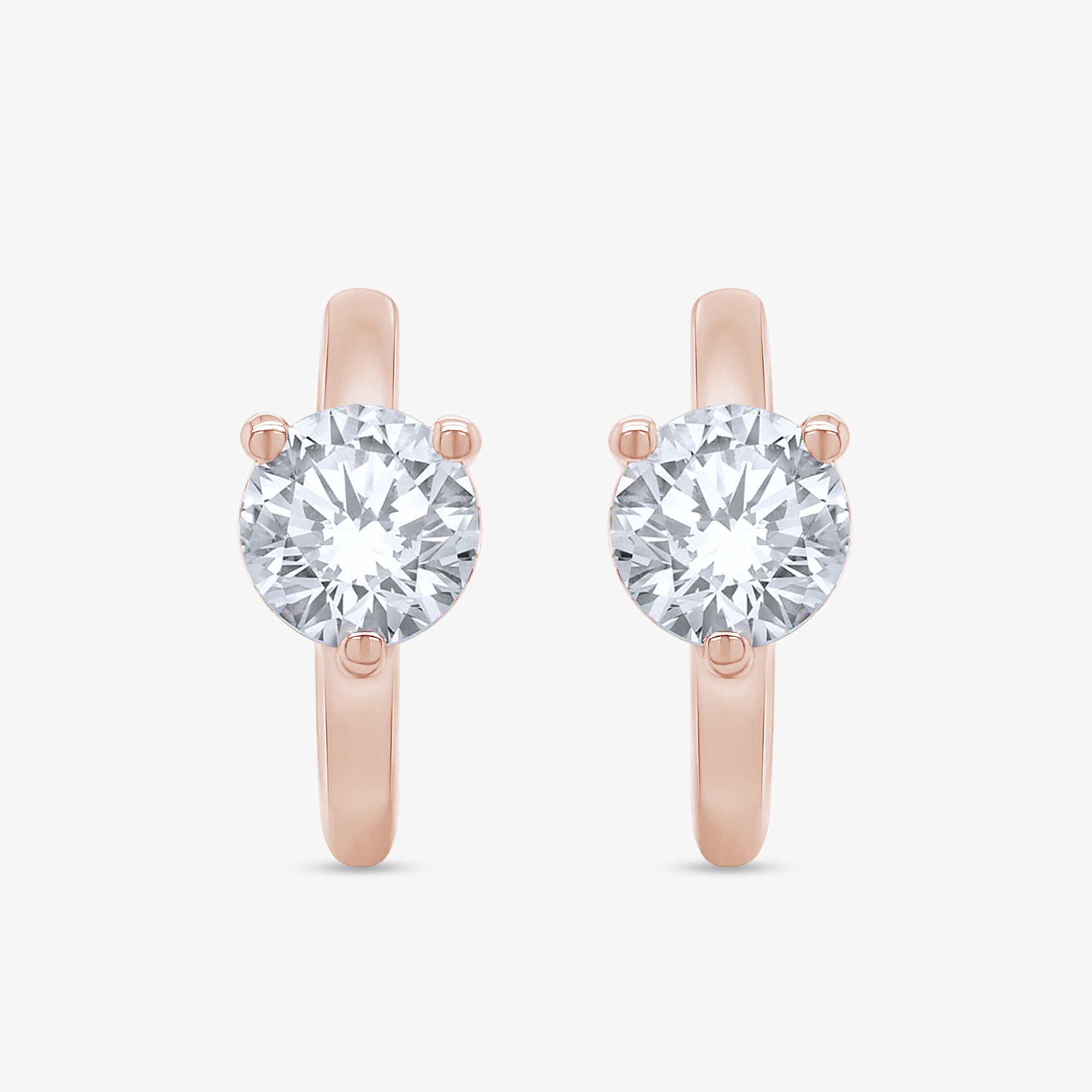 Round Shape 1.10 Carat Lab Grown Diamond Solitaire Huggie Earrings