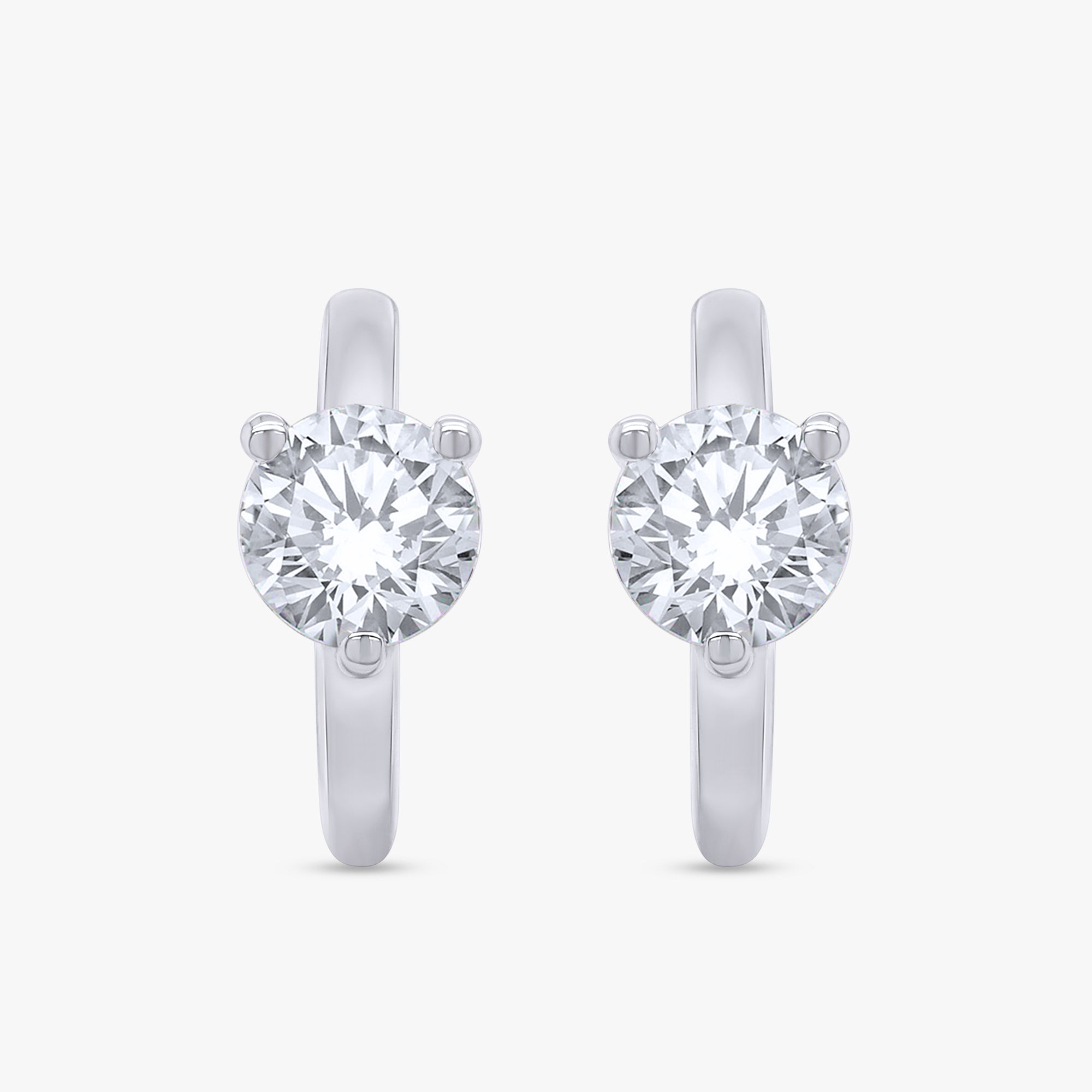 Round Shape 1.10 Carat Lab Grown Diamond Solitaire Huggie Earrings