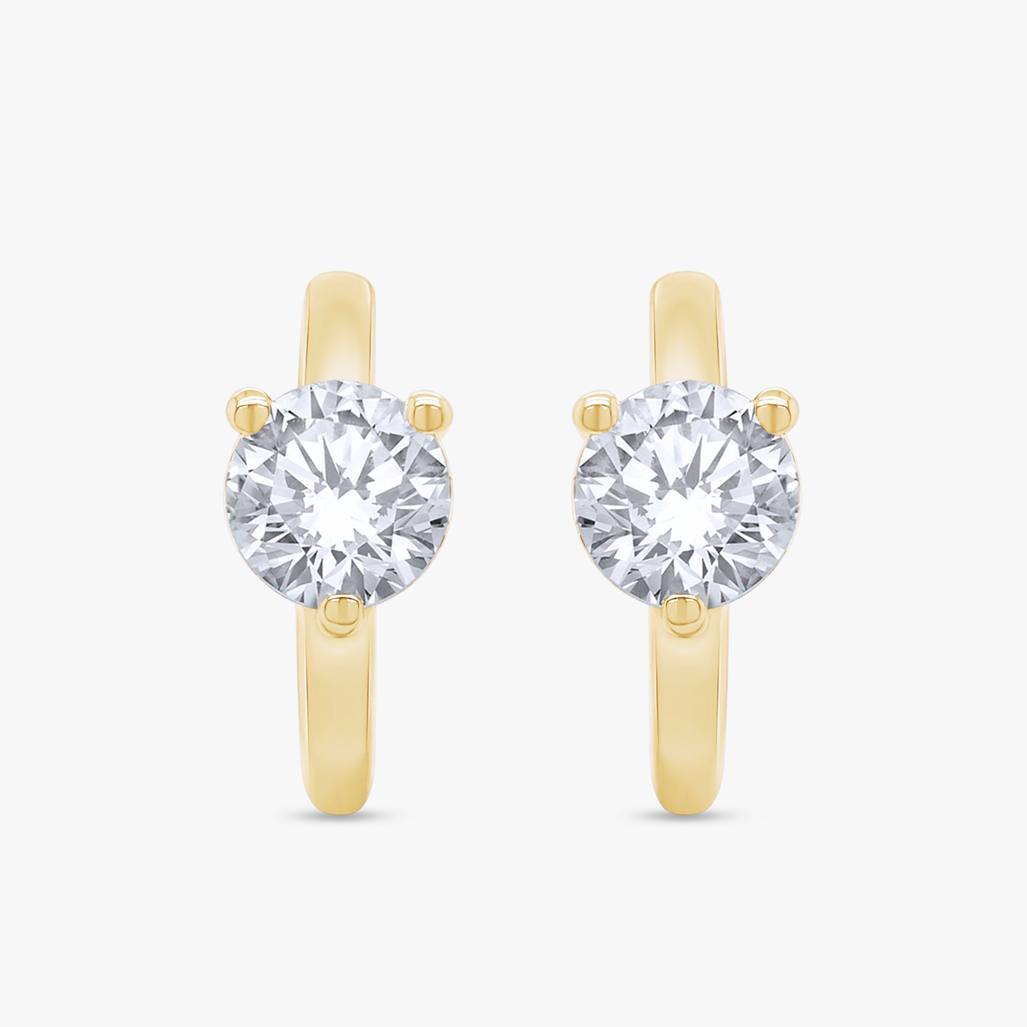 Round Shape 1.10 Carat Lab Grown Diamond Solitaire Huggie Earrings