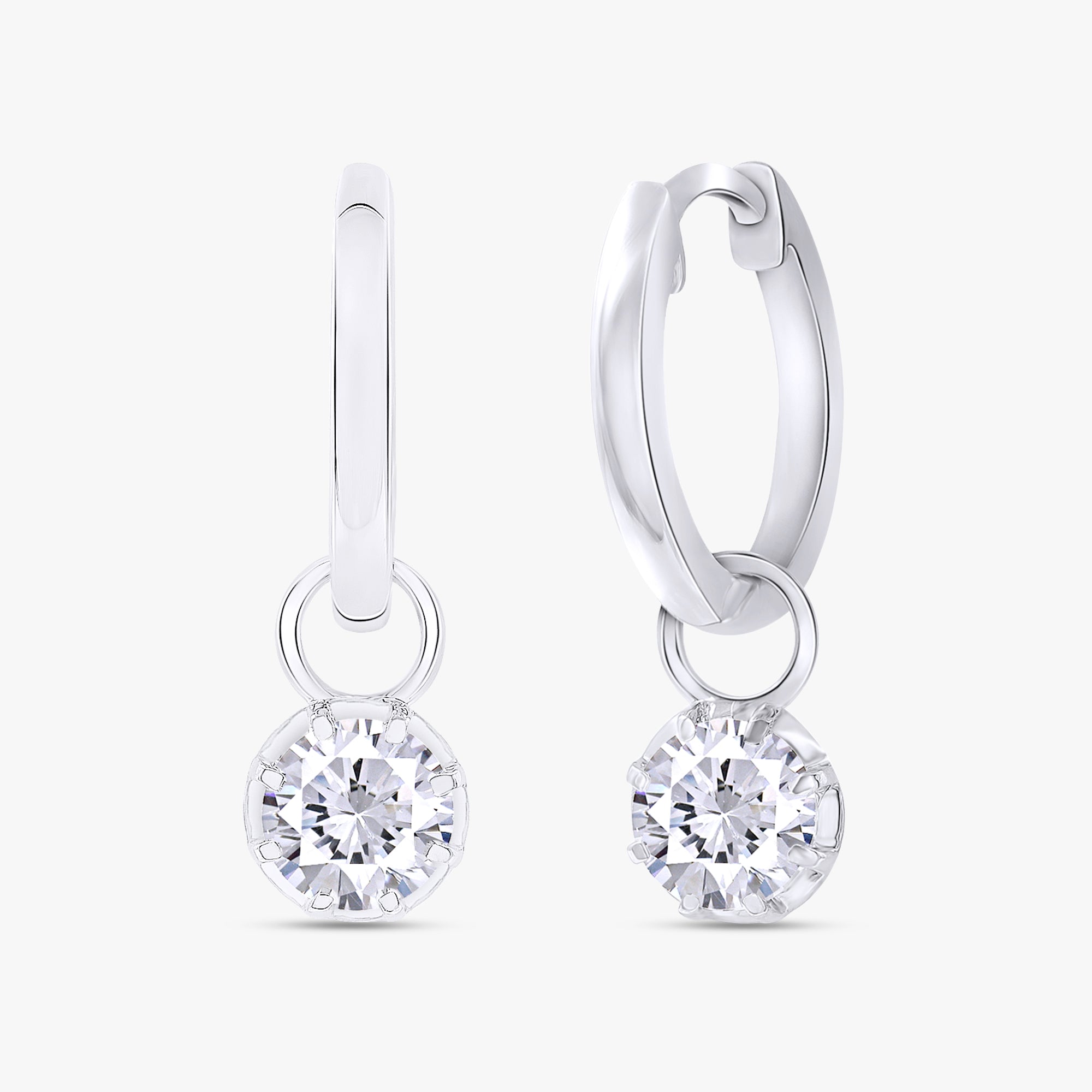 1.00 Carat Round Cut Lab Grown Diamond Drop Solitaire Earrings