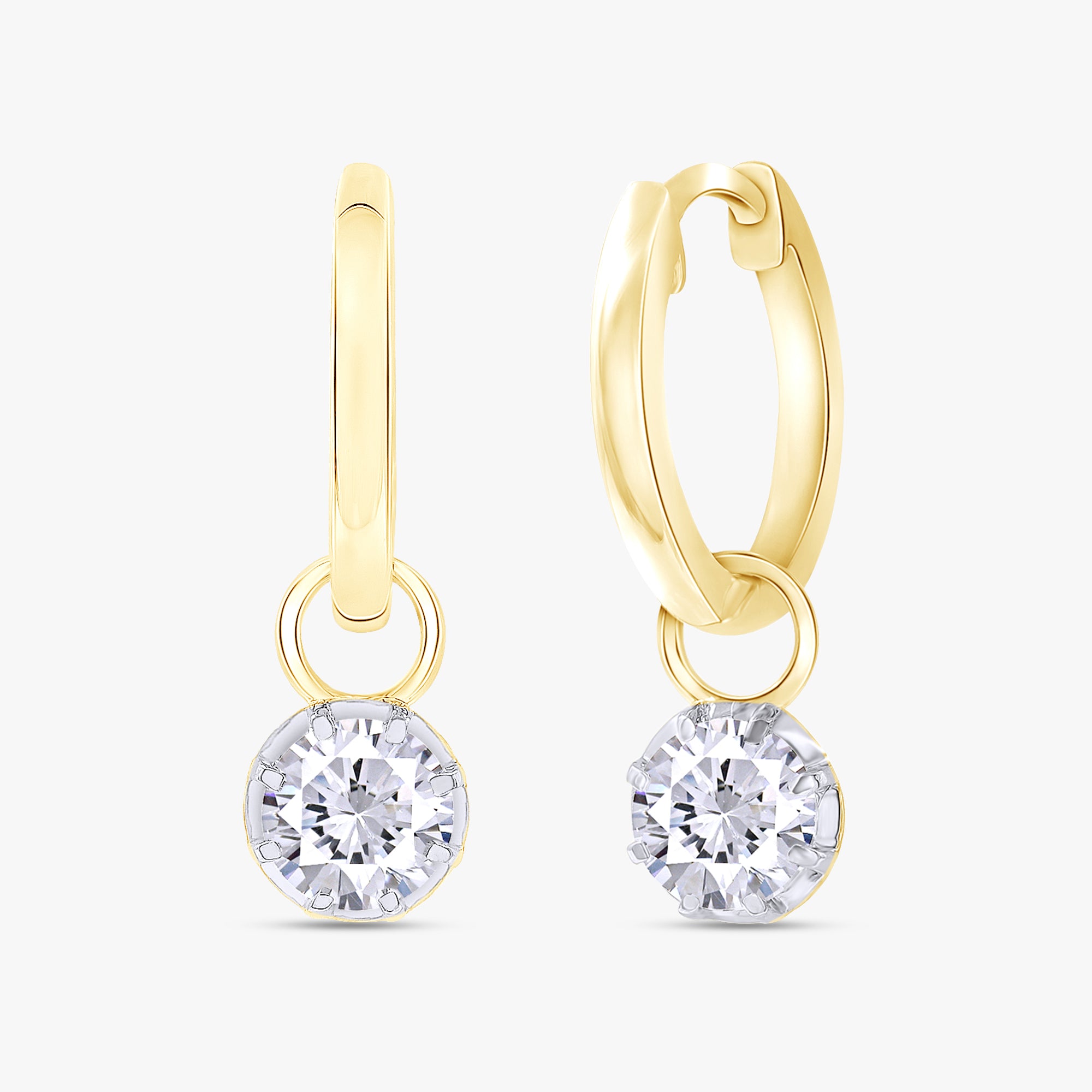 1.00 Carat Round Cut Lab Grown Diamond Drop Solitaire Earrings