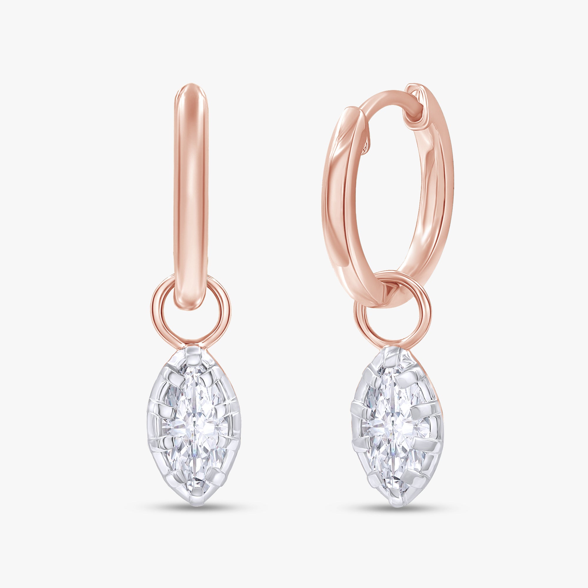 1.00 Carat Marquise Cut Lab Grown Diamond Drop Solitaire Earrings