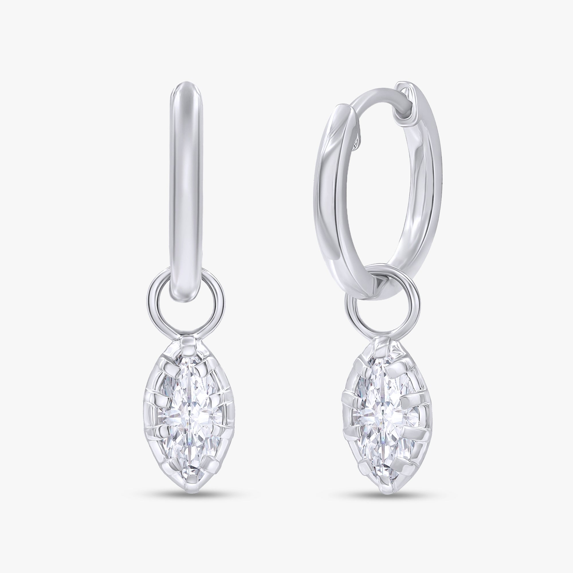 1.00 Carat Marquise Cut Lab Grown Diamond Drop Solitaire Earrings