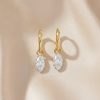 1.00 Carat Marquise Cut Lab Grown Diamond Drop Solitaire Earrings