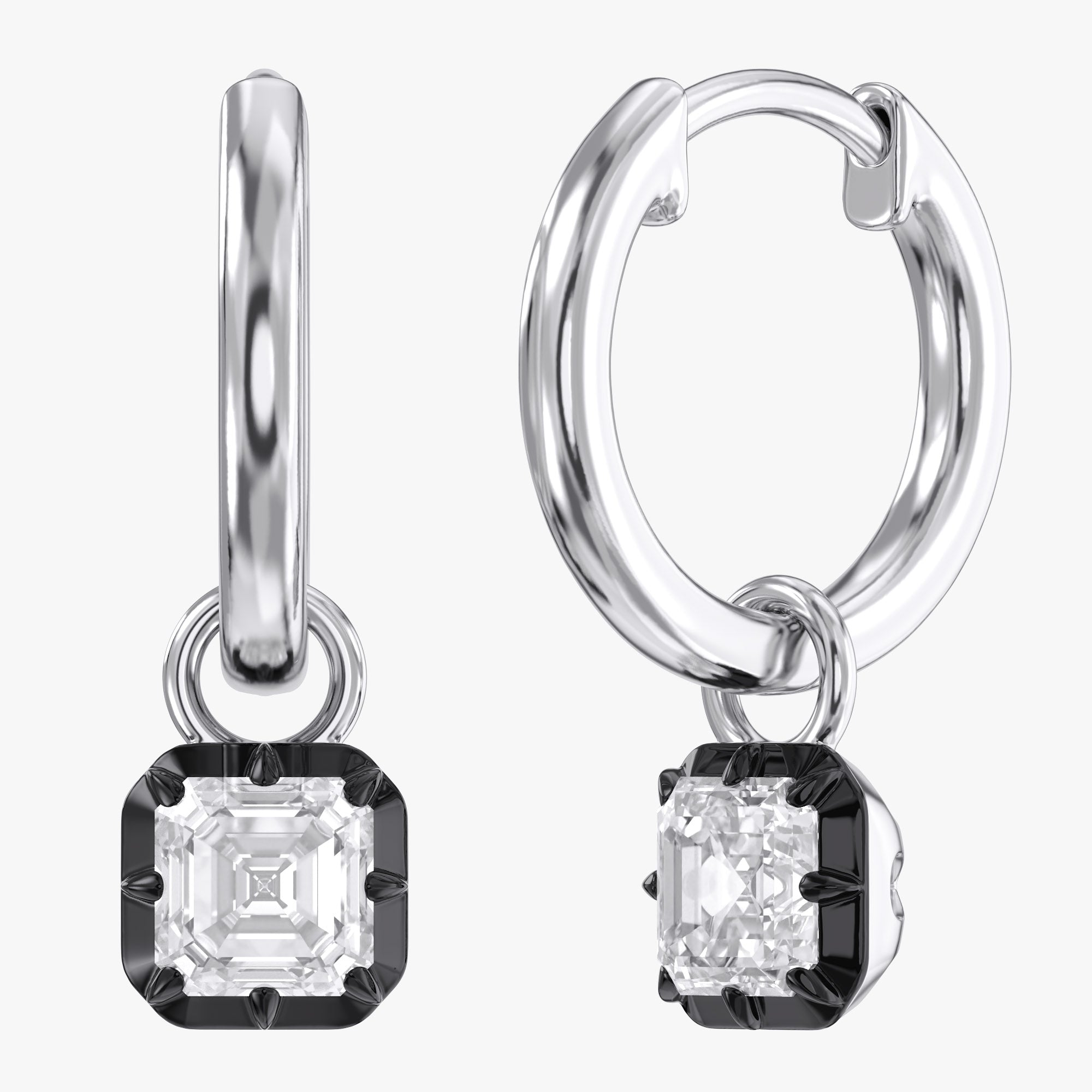 1.00 Carat Asscher Cut Lab Grown Diamond Drop Dangle Earrings