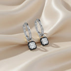 1.00 Carat Asscher Cut Lab Grown Diamond Drop Dangle Earrings