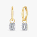 1.00 Carat Emerald Cut Lab Grown Diamond Drop Dangle Earrings