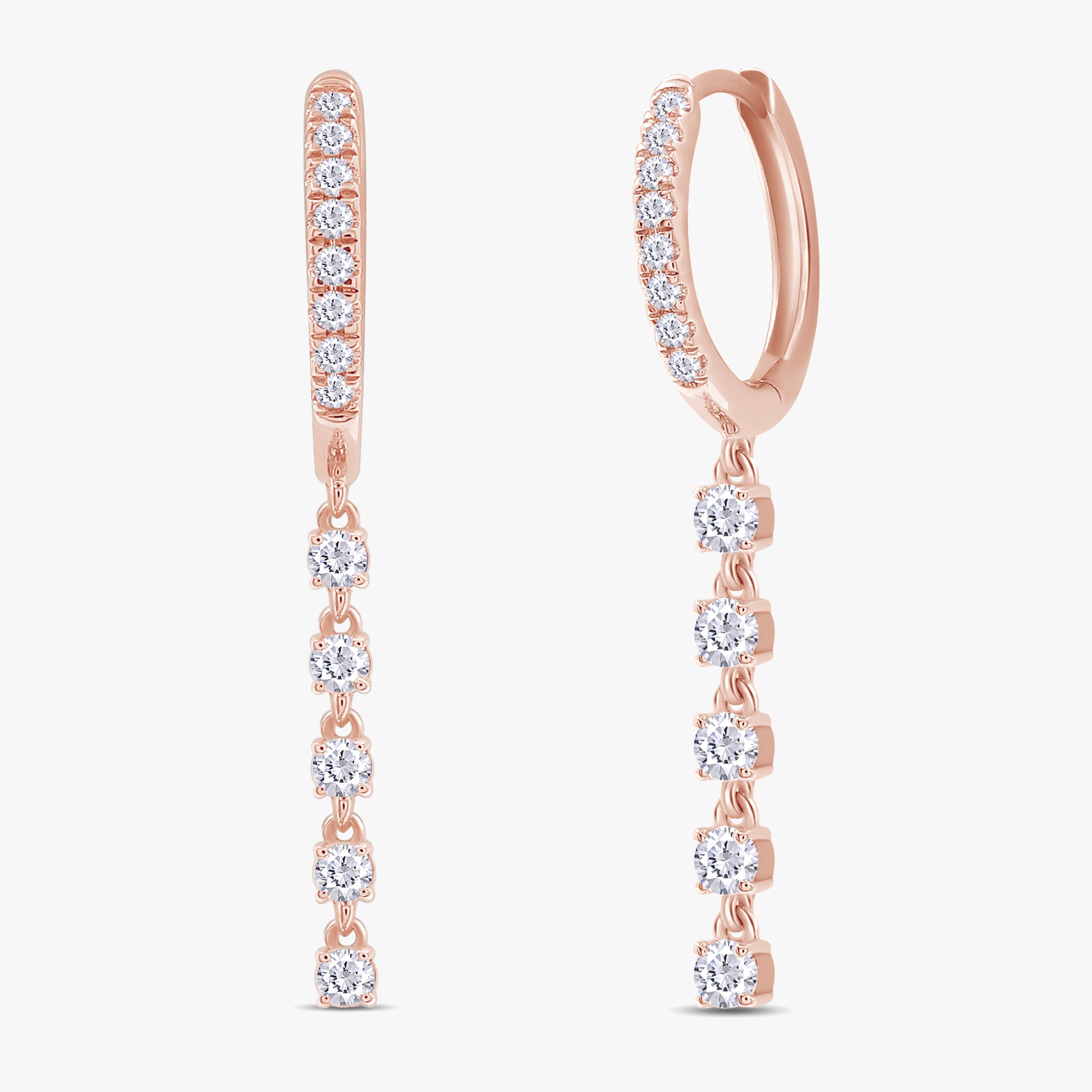 0.75 Carat Round Cut Lab Grown Diamond Drop Dangle Earrings