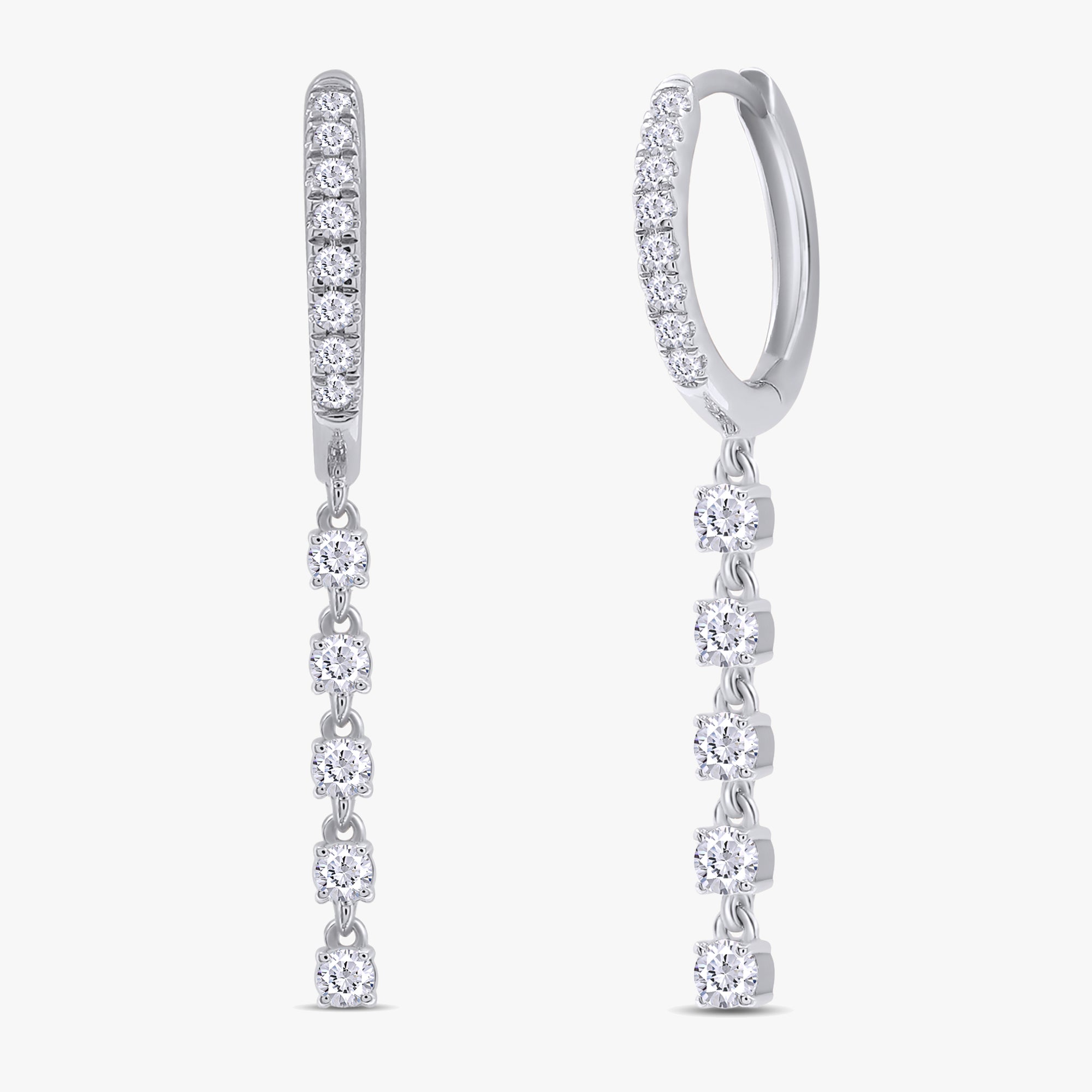 0.75 Carat Round Cut Lab Grown Diamond Drop Dangle Earrings