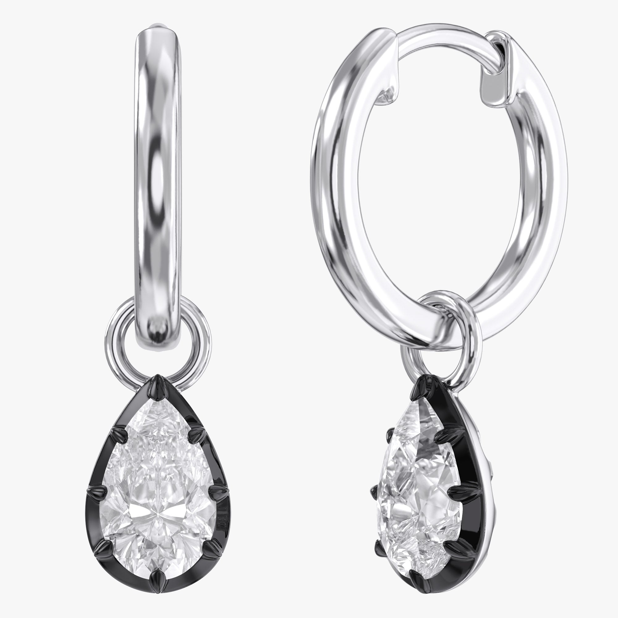 1.00 Carat Pear Shape Lab Grown Diamond Drop Hoop Earrings