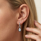 1.00 TCW Pear Shape Lab Grown Diamond Drop Hoop Earrings