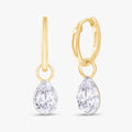 1.00 Carat Pear Shape Lab Grown Diamond Drop Hoop Earrings
