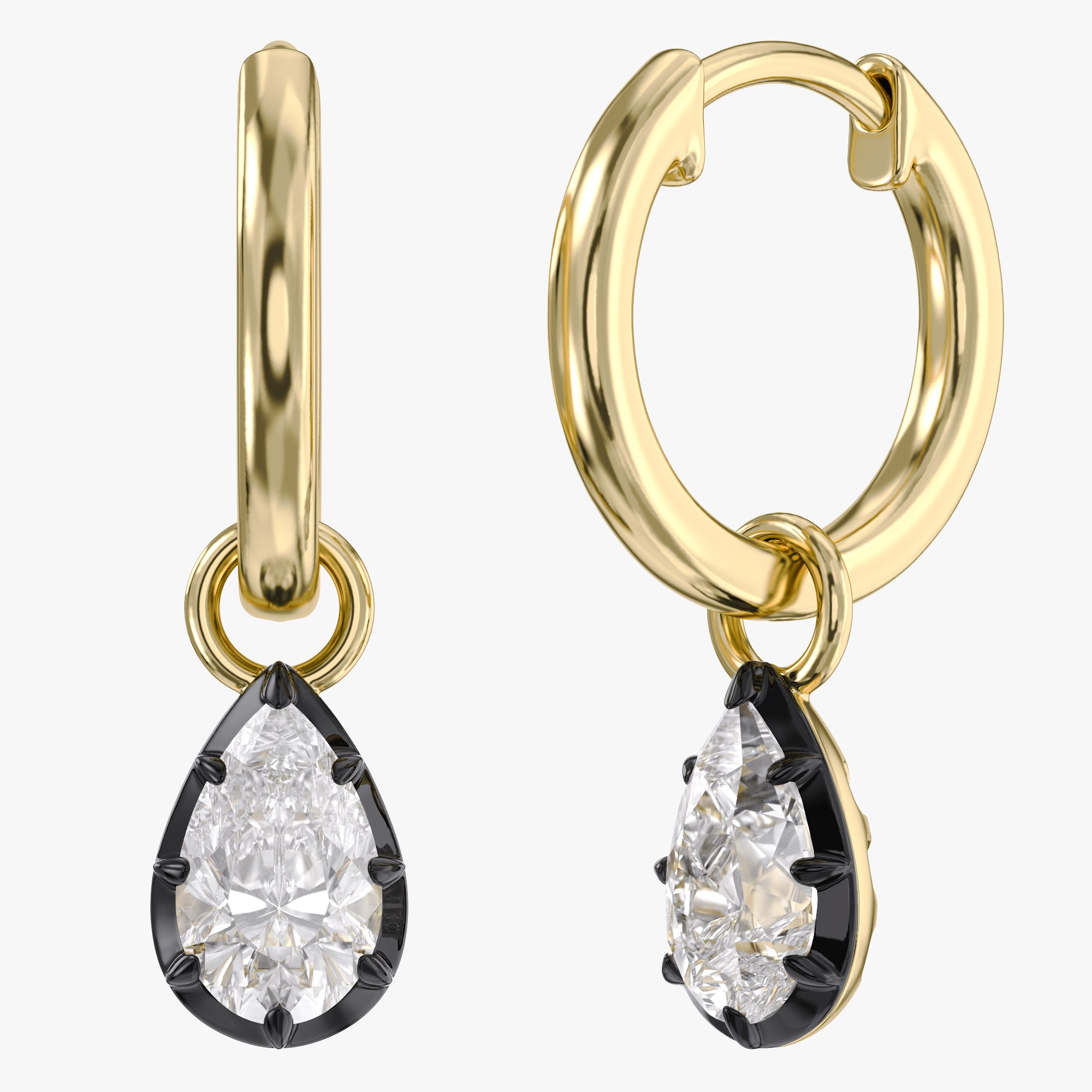 1.00 Carat Pear Shape Lab Grown Diamond Drop Hoop Earrings