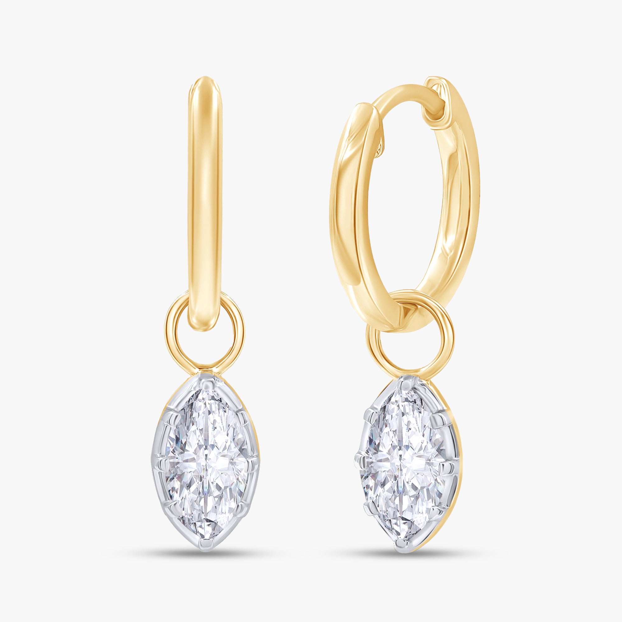 1.00 Carat Marquise Cut Lab Grown Diamond Drop Dangle Earrings