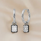 1.00 Carat Emerald Cut Lab Grown Diamond Drop Solitaire Earrings