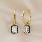 1.00 Carat Emerald Cut Lab Grown Diamond Drop Solitaire Earrings